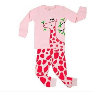 🔥Elbowel Kid's Giraffe Pajama Set, Pink, 18/24 months New
